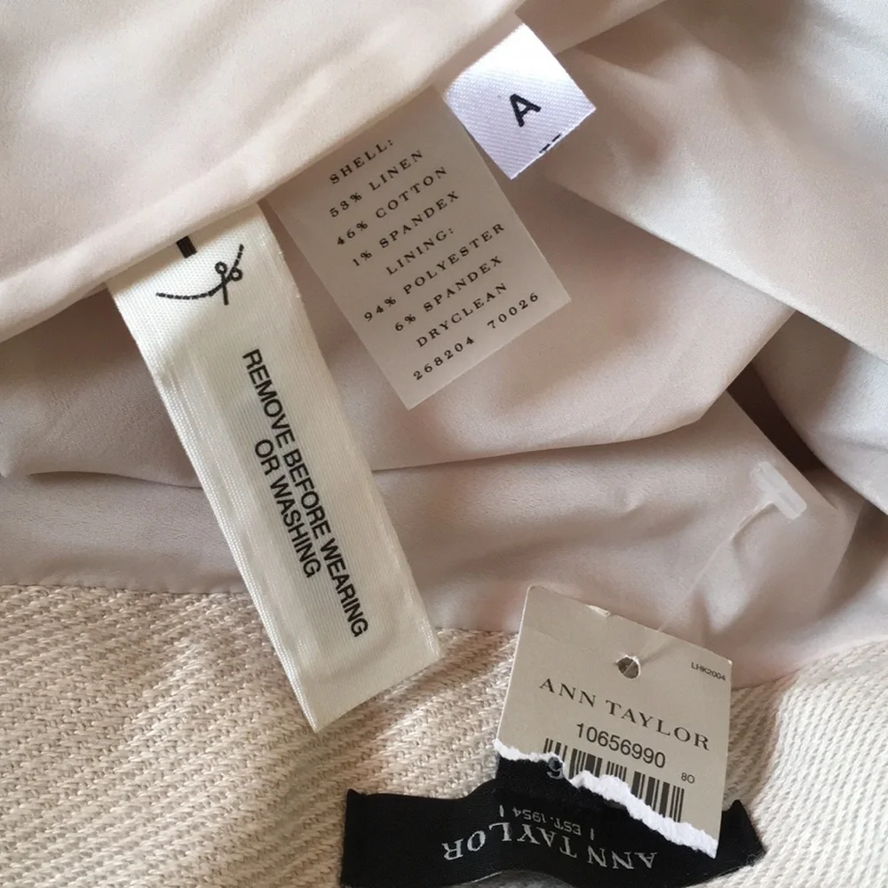 Ann Taylor NEW Lined Linen Cotton Big Pockets S 6 Linen Cotton Lined Career Work